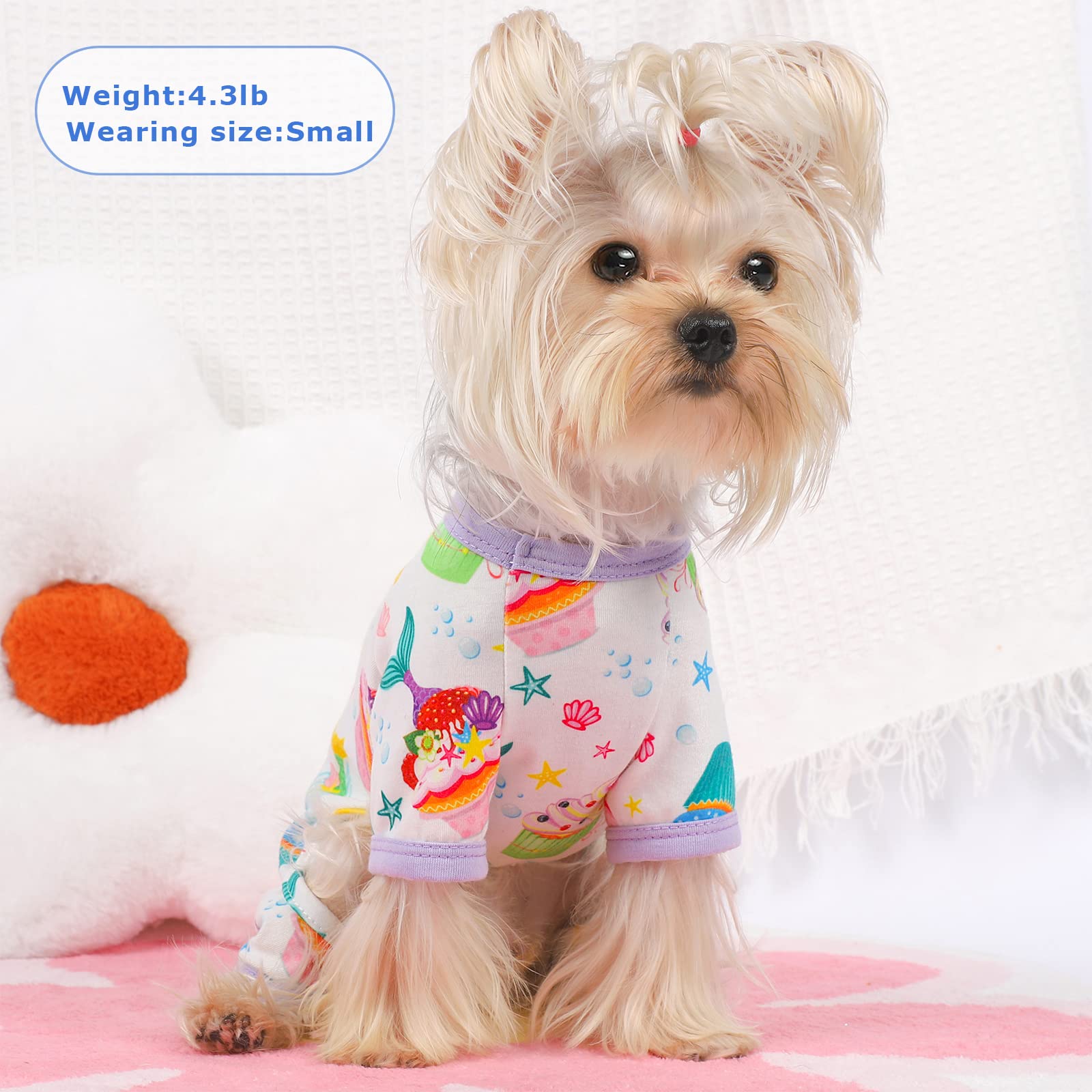 Dog Pajamas Summer Fall Dog Clothes for Small Dogs Girl Boy Soft Stretchy Medium Size Pajamas Cute Cake Puppy Pjs Onesies Pet Ju